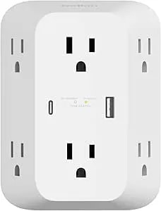 Belkin 6-Outlet Surge Protector Power Strip, Usb-C & Usb-A Ports W/ Usb-C Pd Fast Charge, Etl-Listed, Wall-Mountable W/ 6 Ac Outlets, Overvoltage Protection, Led Indicator, 1,680 Joules Of Protection