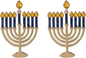 Hallmark Menorah Post Earrings