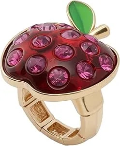 Betsey Johnson Women'S Straight A'S Apple Cocktail Stretch Ring