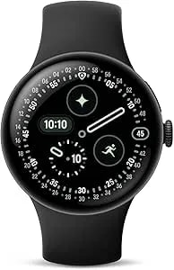Google Pixel Watch 4 (45mm) - Android Smartwatch With Heart Rate And Sleep Tracking - 40-Hour Battery - Fitness Tracking - Google AI - Matte Black Aluminum Case - Obsidian Active Band - Wi-Fi