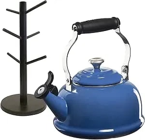 Le Creuset 1.7qt Kettle & Divvi! 6-Cup Mug Tree Bundle - Marseille