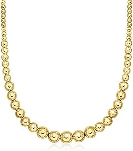 Ross-Simons Italian 4-10mm 18kt Gold Over Sterling Graduated Bead Necklace