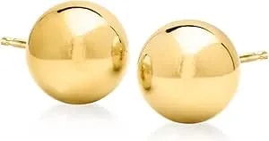 Ross-Simons Italian 12mm 18kt Gold Over Sterling Ball Stud Earrings