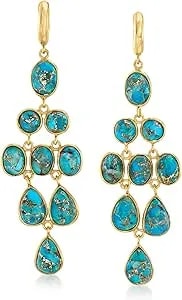 Ross-Simons Turquoise Chandelier Earrings In 18kt Gold Over Sterling