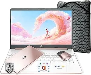 Hp 2026 New 15.6" Rose Gold Ultrabook Laptop, Amd High Performance Cpu, 8gb Ram, 128gb Ssd, Wifi, Windows 11 Home With Office 365, Thin & Lightweight, Mouse Included