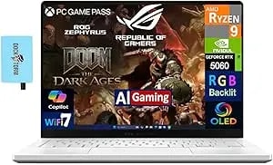 Asus Rog Zephyrus g14 Ai Gaming Laptop 14.0" Rog Nebula Oled 2.8k 500nits Display (Amd Ryzen 9 270, Geforce Rtx 5060 8gb, 16gb lpddr5x, 1tb Ssd, Rgb Kyb, Wifi 7, Win 11 Pro) W/Dkz Usb Port Expander
