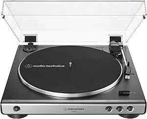 Audio-Technica At-lp60x-Gm Fully Automatic Belt-Drive Stereo Turntable, Gunmetal/Black, Hi-Fidelity, Plays 33-1/3 And 45 Rpm Vinyl Records, Dust Cover, Anti-Resonance, Die-Cast Aluminum Platter