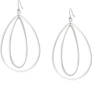 Guess "Basic" Silver Teardrop Orbital Drop Earrings