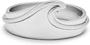 Pura Vida Rose Gold Or Silver-Plated Kona Wave Stackable Ring - Brass Base, Stylish Design - Size 5-9