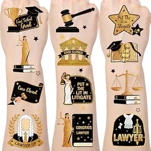 Law School Graduation Temporary Tattoos - 200+ Law Graduation Decorations Favors, Legal Lawyer Grad Graduate Tattoo Stickers Gifts Classroom Party Decor Supplies