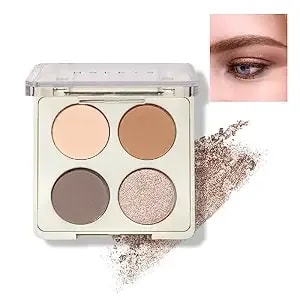 Haleys Eyeshadow Quad Palette - Re-Play Long-Wearing, Talc-Free, Easy-To-Use Buttery Velvety Shades, “The Everything” Eye Makeup Palette, Matte And Glitter Powders, Smooth Blending, Pigmented, Vegan