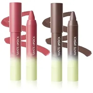 2pcs Matte Lipstick Crayon Set,For Women, Longwear Waterproof Velvet Lip Crayons, Matte Lipstick Smudge Proof,Women'S Long Lasting Lip Makeup(Set 03#+07#)