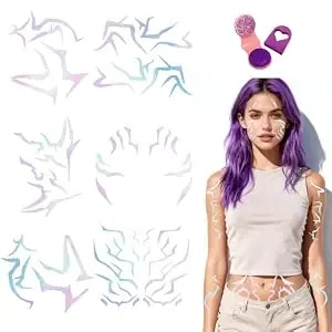 Iridescent Rune Temporary Tattoos For Kids Women - Tattoo Saja Boys Temporary Rune Tattoos, Korean Movie Singer Dance Halloween Anime Cosplay Costume Makeup Accessories Huntrix Tattoo