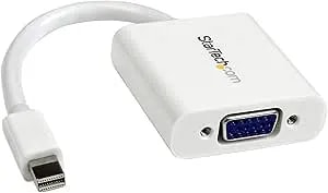 Startech.Com Mini Displayport To VGA Adapter - Active Mini DP To VGA Converter - 1080p Video - Mdp Or Thunderbolt 1/2 Mac/PC To VGA Monitor/Projector/Display - Mdp 1.2 To VGA Dongle - White (MDP2VGAW)