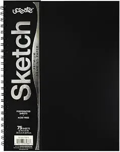 Ucreate Poly Cover Sketch Book, Heavyweight, 9" X 12", Black, 75 Sheets