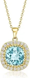 Ross-Simons 7.50 Carat Sky Blue Topaz Pendant Necklace With 1.10 Ct. T.W. White Topaz In 18kt Gold Over Sterling. 18 Inches
