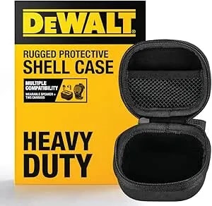 Dewalt Heavy Duty Protective Headphone Case For Tws Earbuds & Wearable Speaker, Compact Lightweight W/Eva Headphone Case Hard Shell, Shockproof, Water-Resistant, Soft Interior & Accessory Mesh Pocket
