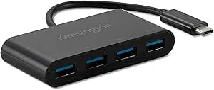 Kensington CH1200 USB-C 10Gbps 4-Port Hub, USB Type C To USB Adapter With 4 USB 3.0, Compatible With Thunderbolt 4, Thunderbolt 3, USB4 And USB-C Devices (K33616WW)