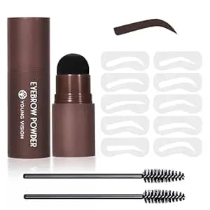 Young Vision Eyebrow Stamp Color Set, Eyebrow Colors Shaping Kit, Long-Lasting Eyebrow Pomade For Women Girl, Cruelty-Free Plantillas Para La Cejas (Dark Brown)