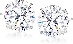 Ross-Simons 8.00 Ct. T.W. Cz Stud Earrings In 14kt White Gold