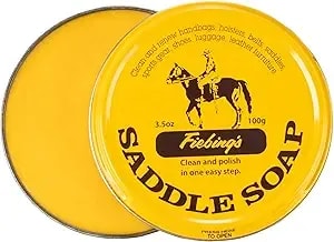 Fiebing'S Yellow Saddle Soap For Leather (3.5 Oz Tin) - Leather Cleaner & Conditioner To Soften, Protect & Restore Leathercraft - Leather Soap For Car Seat, Couch, Shoe, Purse, Boot, Bag, & Saddles