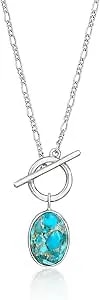 Ross-Simons Turquoise Toggle Necklace In Sterling Silver