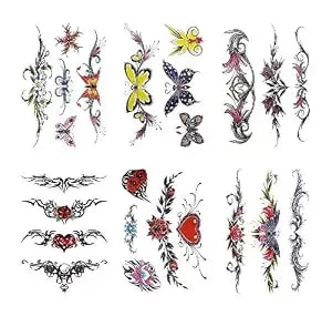 Flowers Butterfly Body Waist Waterproof Fake Temporary Tattoo Stickers Woman
