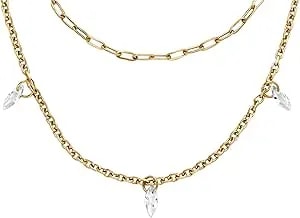 Fossil Women'S Gold-Tone Stainless Steel Pendant Chain Necklace For Women