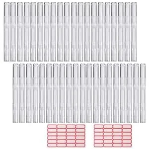 40 Pack 3 Ml Transparent Twist Pens, Empty Cuticle Nail Oil Pen With Brush Tip, Cosmetic Lip Gloss Containers Applicators Eyelash Growth Liquid Tube With 2 Stickers
