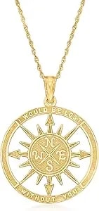 Ross-Simons 14kt Yellow Gold Compass Pendant Necklace