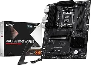 MSI PRO B850-S WIFI6E Motherboard, ATX - Supports AMD Ryzen 9000/8000 / 7000 Processors, AM5 - DDR5 Memory Boost (8200+ MT/S OC), Pcie 4.0 x16, M.2 Gen5, Wi-Fi 6E, 2.5G LAN