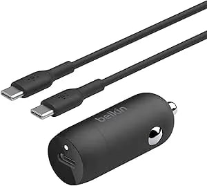 Belkin Boost↑Charge™ 30w Usb-C Compact Fast Car Charger W/Usb-C Cable Included, For Iphone 16, 16 Pro, Iphone 15, Galaxy s25, s24, Pixel 9 & 8, Note, Nintendo Switch 2 & More - Black