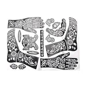 Henna Tattoo Stencil Kit, Henna Stencils, Reusable Body Art Templates For Cultural Festivals, Temporary Tattoo Designs