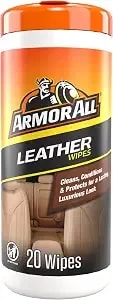 Armor All Car Leather Wipes, Cleans, Conditions, Protects, 20 Count - Pre-Moistened Interior Car Cleaning Wipes, Streak Free, Luxurious Leather, Use On Cars, Trucks, Motorcycles, Uv Protection