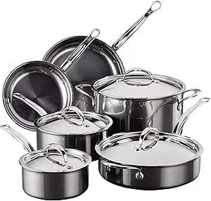 Hestan Nanobond Molecular Titanium Stainless Steel 10-Piece Cookware Set - Pfas-Free - Induction Compatible, Dishwasher Safe, Oven & Grill Safe To 1050f, Handcrafted In Italy