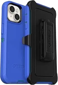 Otterbox Iphone 14 & Iphone 13 Defender Series Case - Rain Check (Blue), Rugged & Durable, With Port Protection, Includes Holster Clip Kickstand