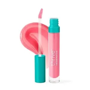 Thrive Causemetics Sheer Strength Lip Plumping Peptide Gloss, Fuchsia Pink - Vitamin E Enriched, Smooths & Hydrates Lips, High Shine Finish, Vegan & Cruelty Free, Maggie Shade