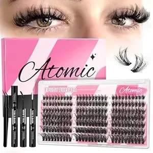 Atomic Spike Lash Clusters – Dramatic Manga Volume False Eyelashes 10-18mm 210pcs - Dense Spiky Lash Clusters Epudy Fihsala - Diy Eyelash Extension Kit With Bond & Seal Tweezers For Full Glam Looks