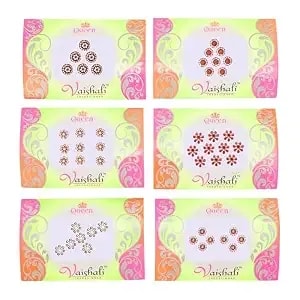 Aditri Creation Bindi Pack Of 6 Crystal Designer Jewel For Forehead Face Tikka Multicolored Bindiya Stickers Adhesive Stone Indian Traditional Tattoos For Women Girls Bride Mother Day Mom Gifts