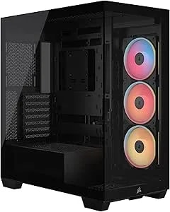 Corsair 3500X LX Reverse Fan RGB Mid-Tower PC Case – 3X Pre-Installed Fans, Panoramic Glass, Spacious Interior, GPU Anti-Sag, Includes Icue Link System Hub – Black