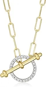 Ross-Simons 0.25 Ct. T.W. Diamond Toggle Necklace In 18kt Gold Over Sterling. 18 Inches