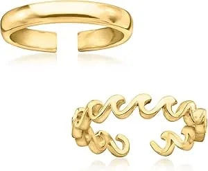 Ross-Simons 18kt Gold Over Sterling Jewelry Set: 2 Toe Rings. Size 4