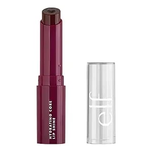 E.L.F. Hydrating Core Lip Shine With Shea Butter & Vitamin E, Tinted Lip Balm For A Smooth, Glossy Finish & Long-Lasting Moisture, Ecstatic Deep Berry