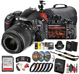 Nikon D3100 DSLR Camera Kit With 18-55mm VR Lens – Beginner-Friendly & Compact (25472) + Photo Software + Camera Bag + 64GB Memory Card + Tripod + Cleaning Kit + Hand Strap + More