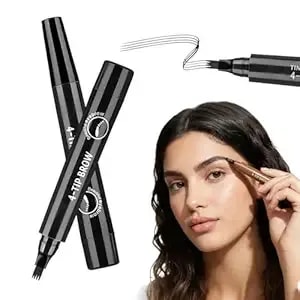 2 Pcs Microblading Eyebrow Pen, 2026 New Waterproof Magic Eyebrow Pencil With Micro-Fork Tip, Long-Lasting Eyebrow Contouring Pen For Natural Makeup Effect, Beard And Eyebrow Pen (Natural Black)