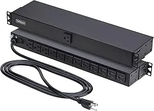 Startech 13-Outlet Rackmount PDU, 1U Server Power Strip, 1x Front And 12x Rear Ports, Mounted Power Distribution Unit