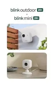 Blink Outdoor 2k+ And Mini 2k+ (Newest Model) — Wireless And Plug-In 2k Resolution Smart Security Cameras, Sync Module Core Included — 3 Cameras (White)