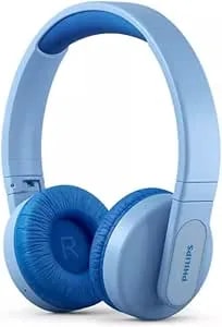 Philips k4206 Kids Wireless On-Ear Headphones, Bluetooth + Cable Connection, 85db Limit For Safer Hearing, Built-In Mic, 28 Hours Play Time, Parental Controls Via Philips Headphones, Blue