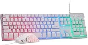 Skytech Gaming Classic Rgb Gaming Mouse & Keyboard Combo, Customizable Chroma Rgb Lighting, Max 6200 Dpi & 104 Keys Usb Wired Mouse & Keyboard, Ergonmic Comfortable Feel Design, Color White