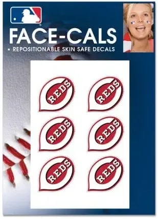 Mlb Cincinnati Reds Face Tattoos, Team Colors, One Size